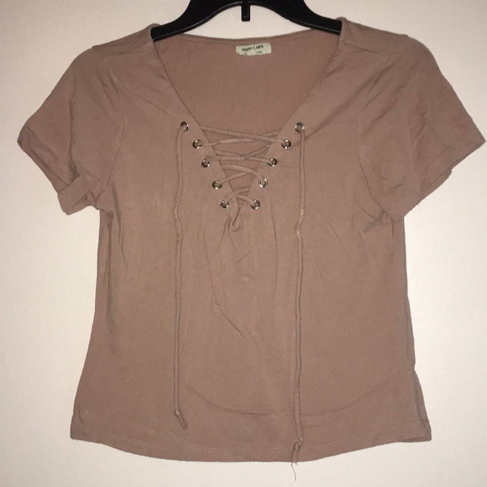 Hearts and hips nude pink top size large